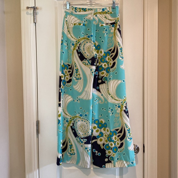 Designer Retro Print Silk Pants - Picture 11 of 11